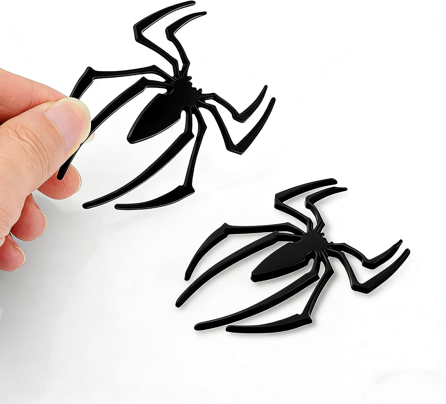 2PCS 3D Spider Emblem Car Sticker Metal Chrome Silver Spider Badges Sticker for Universal Car Vehicle, Truck, Motorcycle, RV, Scooter, SUV, Door, Window for Headphone Decorations (Black)