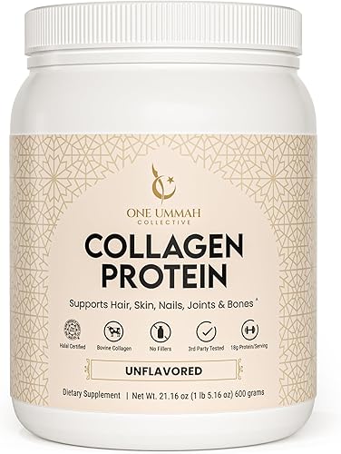 Polvo de proteína de péptidos de colágeno certificado Halal Colágeno bovino hidrolizado tipo I y III 0.63 oz de proteína por porción Soporte para