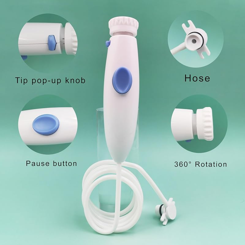Replacement Hose and Handle for Waterpik Water Flosser WP-100W | Compatible with Waterpik Water Flosser WP-140 WP-112W WP-130W WP-150 WP-900 Series Oral Irrigator, Pause Button