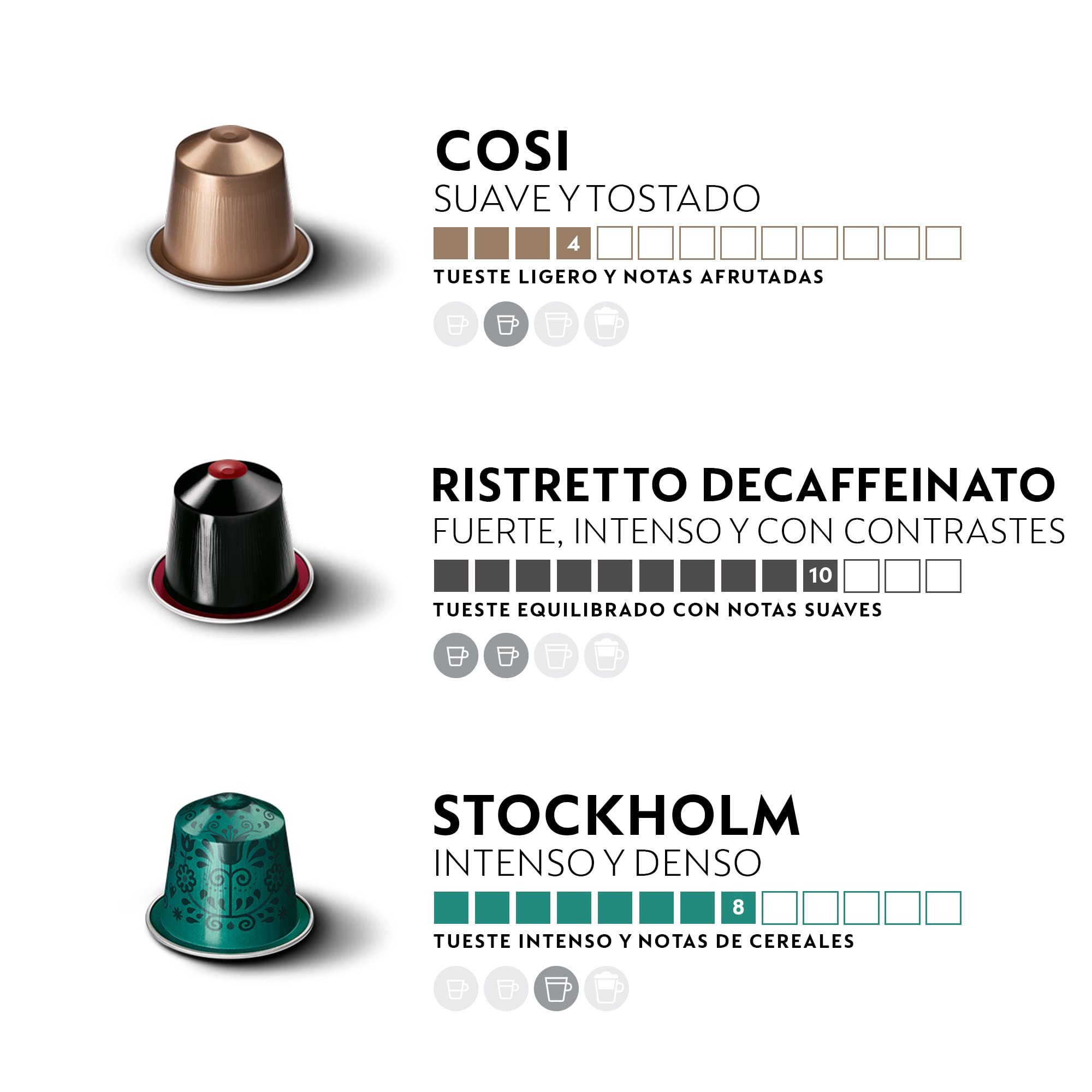 Nespresso Original Cápsulas de Café, 100 Unidades, 10 Variedades para Cafetera. Descubre tu gama de cafés preferida