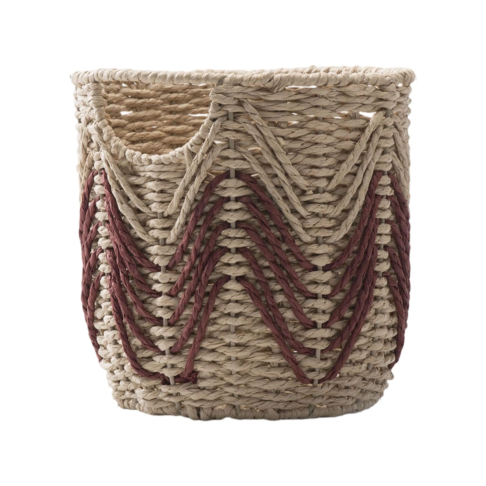 Handwoven Storage Basket Iron Reinforced Designs Multipurpose Decorative Container for Household Items Woven Paper Rope Iron Frame