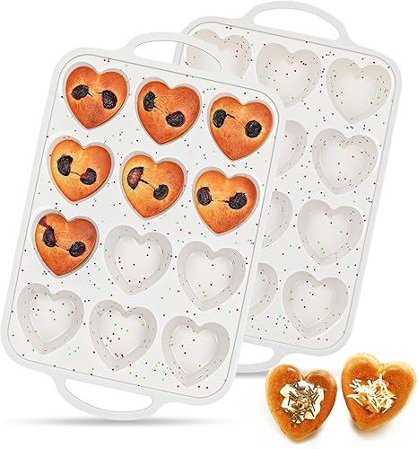 Miniatura 11 de FUNBAKY Mini moldes para pasteles de tubo estriado para hornear con marco reforzado de metal, 2 piezas moldes mini de flan de silicona de 6