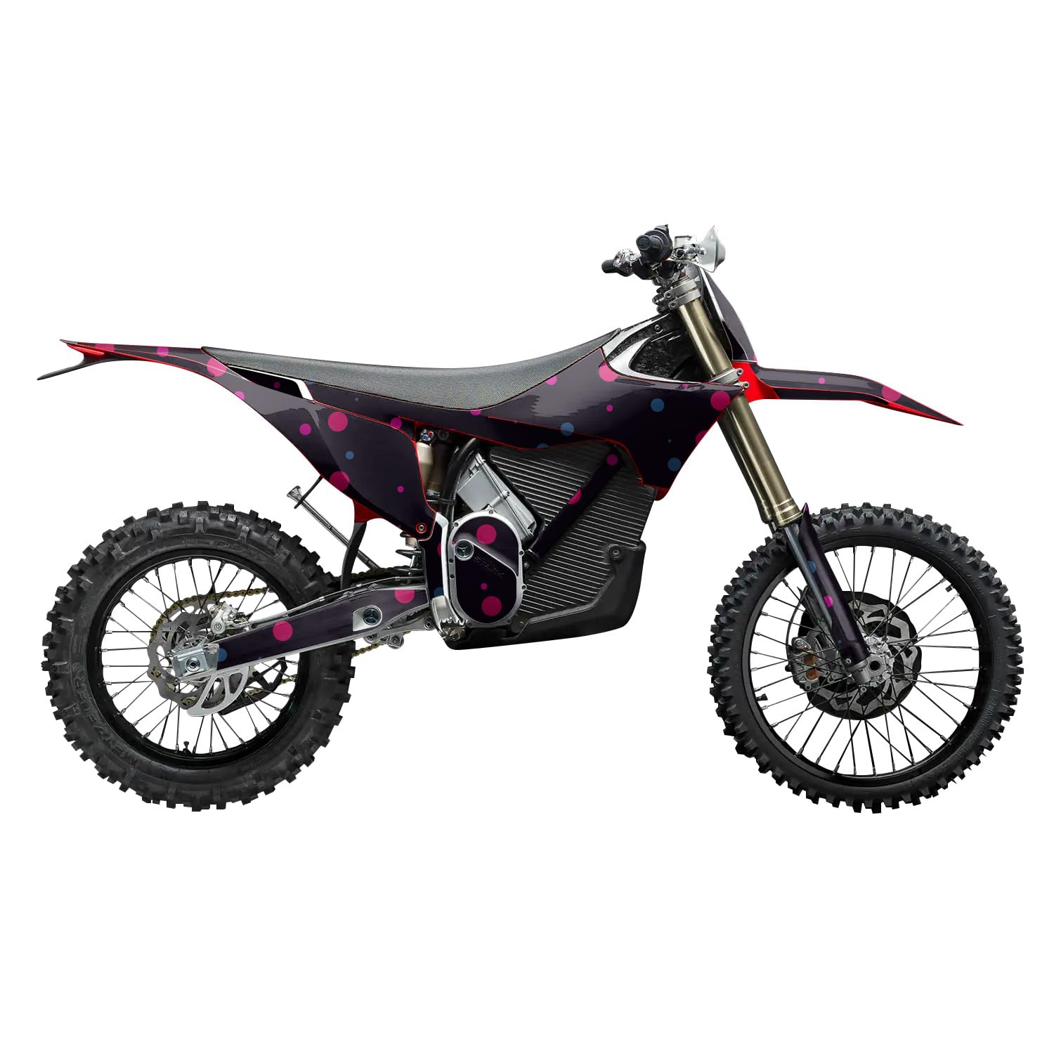 Stark Varg MX 2023-2025 Graphics Kit Wrap - Magenta Dots - Varg MX Skin - Premium 3M Vinyl Protective Wrap Decal Cover - Easy to Apply | Crafted in The USA by MightySkins