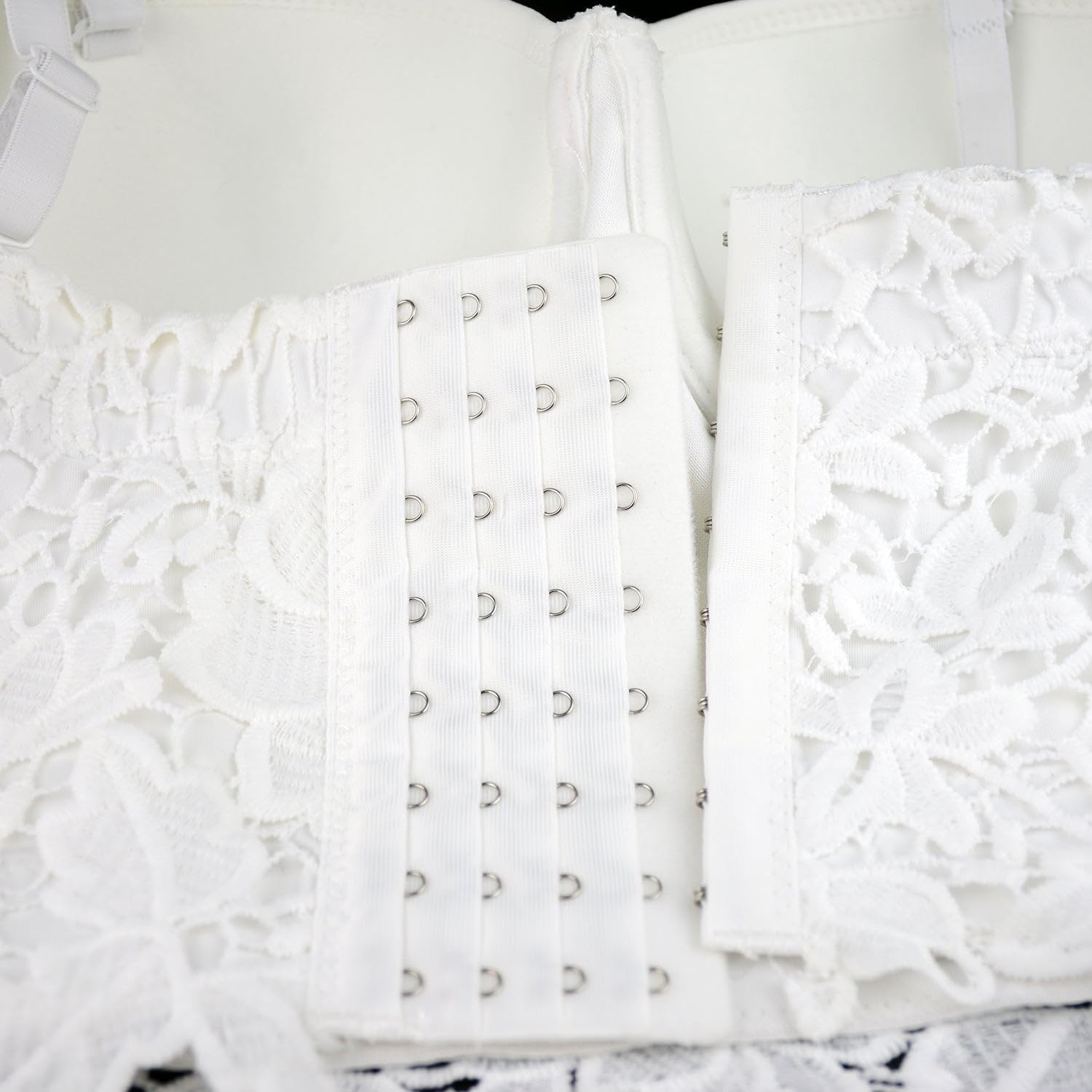 ELLACCI Women's Floral Lace Bustier Crop Top Gothic Corset Bra Tops White - Image 4