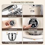 Zacme 7 Quart Stand Mixer Aluminum Die Casting, 650W 12 Speed Tilt-Head Kitchen Electric Stand Mixer, Household Food Mixer with Stainless Steel Bowl, Dough Hook, Whisk and Beater (Cream)