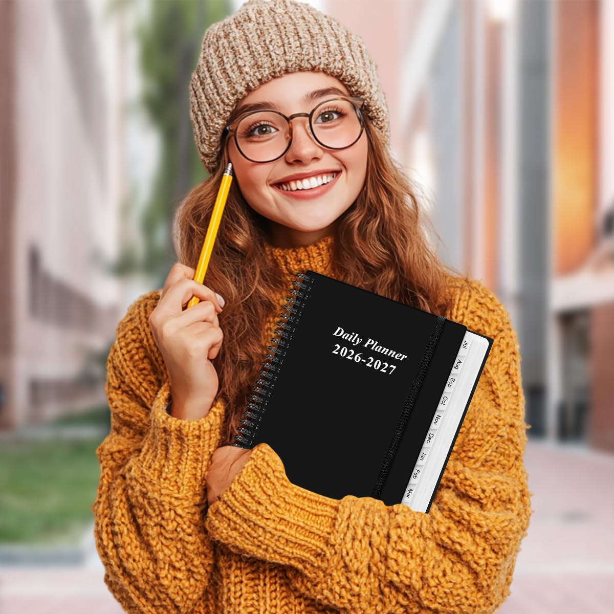 Agenda giornaliera 2026 con pagina intera al giorno - Agenda giornaliera e mensile 2026 da gennaio 2026 a dicembre 2026, planner giornaliero 2026 con 12 mesi di tabelle, 21,6 x 27,9 cm, nero