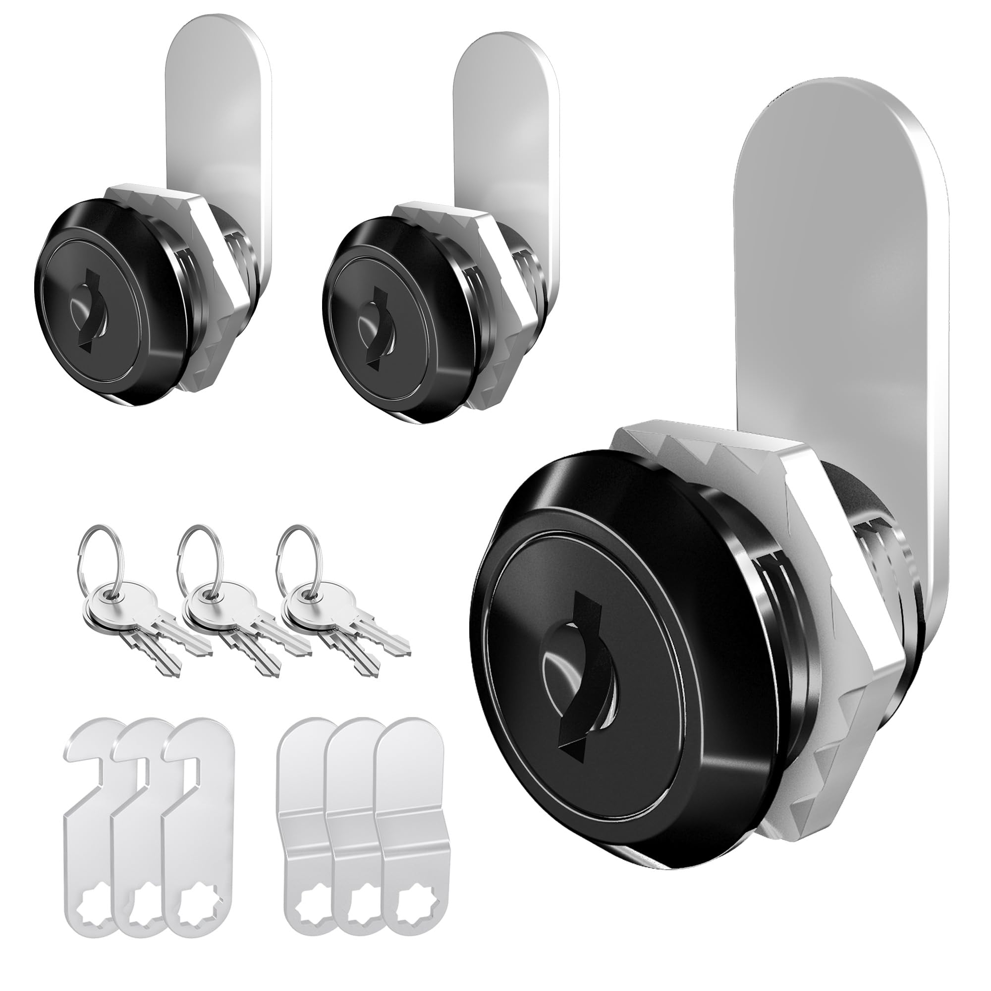 BOZXYE 3 Pack Cabinet Locks with Keys, 5/8" Cam Lock Keyed Alike, RV Cabinet Lock for Secure File Mailbox Toolbox Drawer Replacement Locks, Zinc Alloy
