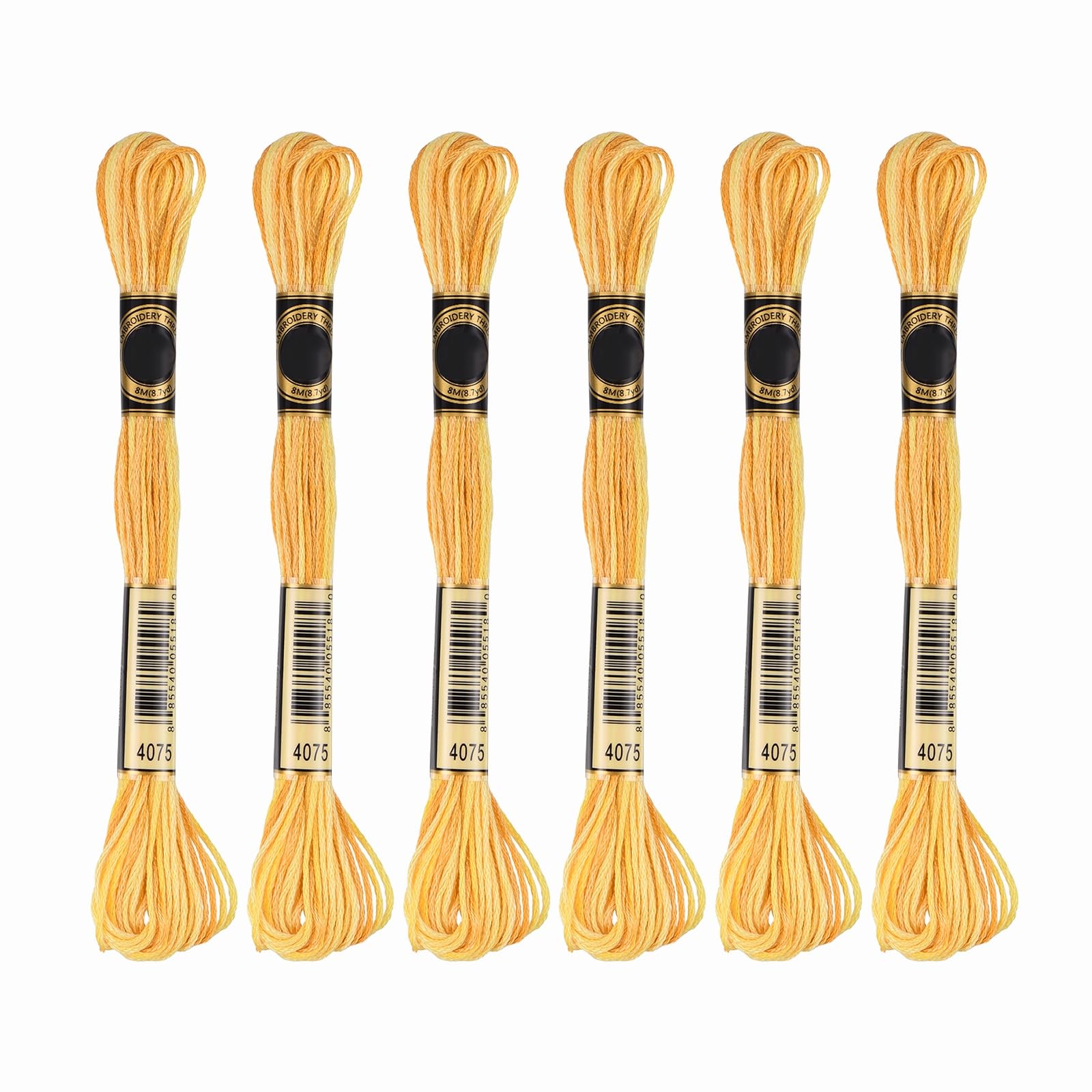 PATIKIL 6 Skeins Embroidery Floss, Gradient Colors Polyester Embroidery Threads Bracelets String for Cross-Stitch Hand Embroidery, Golden Yellow — image 1