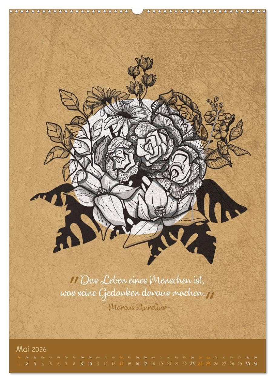 Jahresweisheiten (hochwertiger Premium Wandkalender 2026 DIN A2 hoch), Kunstdruck in Hochglanz: Spiritueller Kalender mit Illustrationen und Zitaten (CALVENDO Orte)