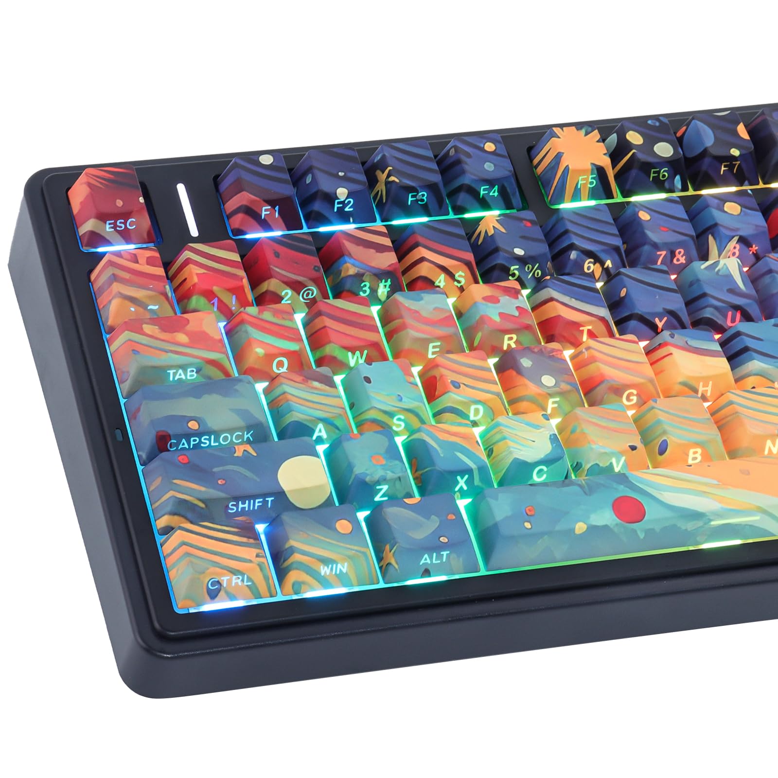 Tsungup Touches personnalisées, 131 touches PBT imprimées sur le côté ciel étoilé, profil Cherry pour claviers mécaniques Cherry MX (noir)