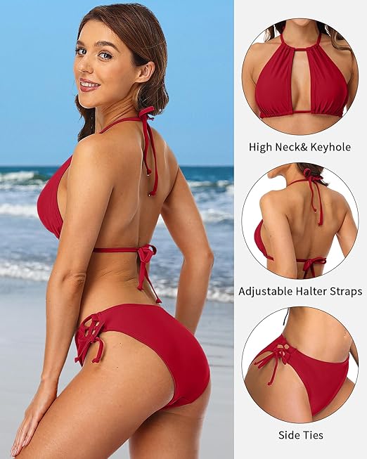 high neck keyhole bikini