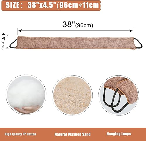 Miniatura 54 de Marwood Tope para debajo de la puerta, tapón de viento de 32 pulgadas para puerta y ventana, tapón de aire francés con peso para puerta delantera