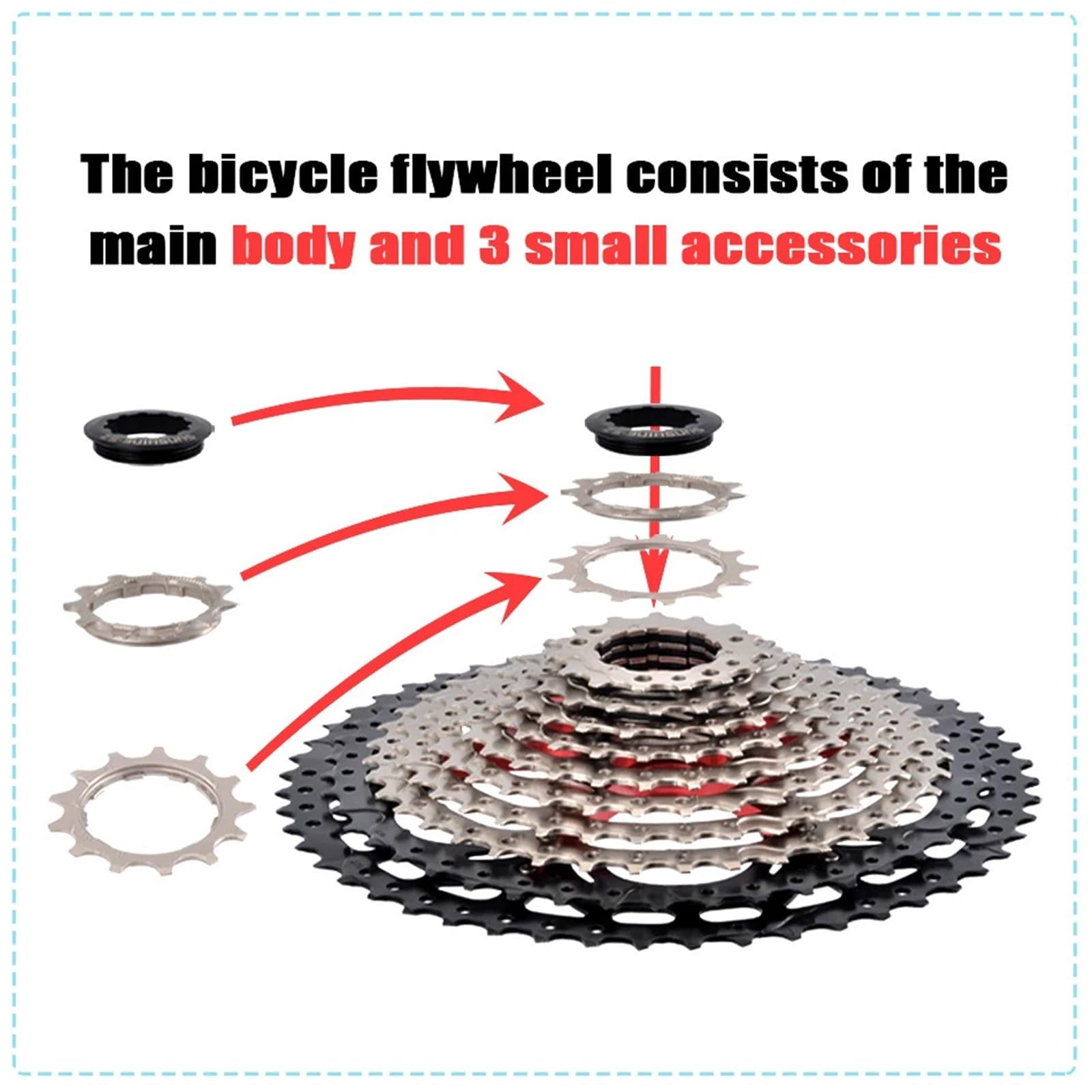 Genérico Compatible con Cassette de Bicicleta de 8-12 velocidades Sunshine, piñón de Rueda Libre de Estructura HG, Volante de inercia 32T-52T for buje HG estándar