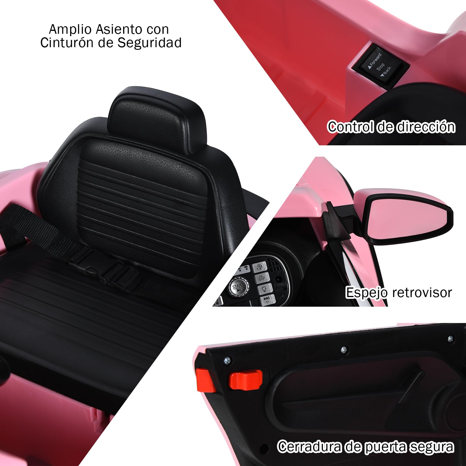 COSTWAY Volkswagen Beetle Coche Eléctrico para Niños 12V con Control Remoto, Luces, Asiento Cómodo, Doble Puerta, Música (Rosa)