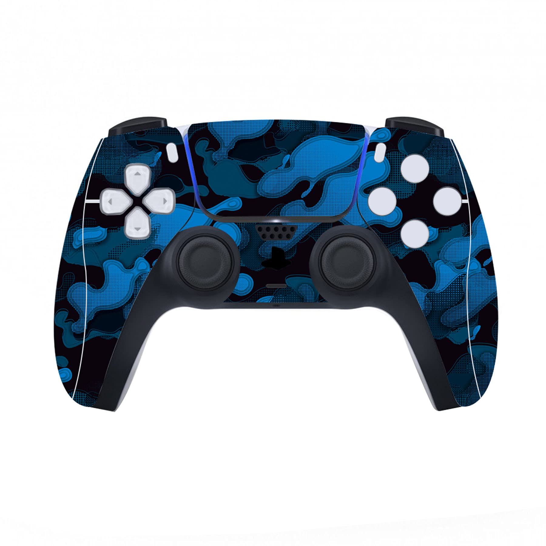 PlayVital Calcomanía Vinilo para ps5 Edición Disc - Pegatina Completa para Consola, Control, Estación de Recarga, Control Remoto y Audífonos, Skins Cubierta Protectora Adhesiva(Camuflaje Azul Negro)