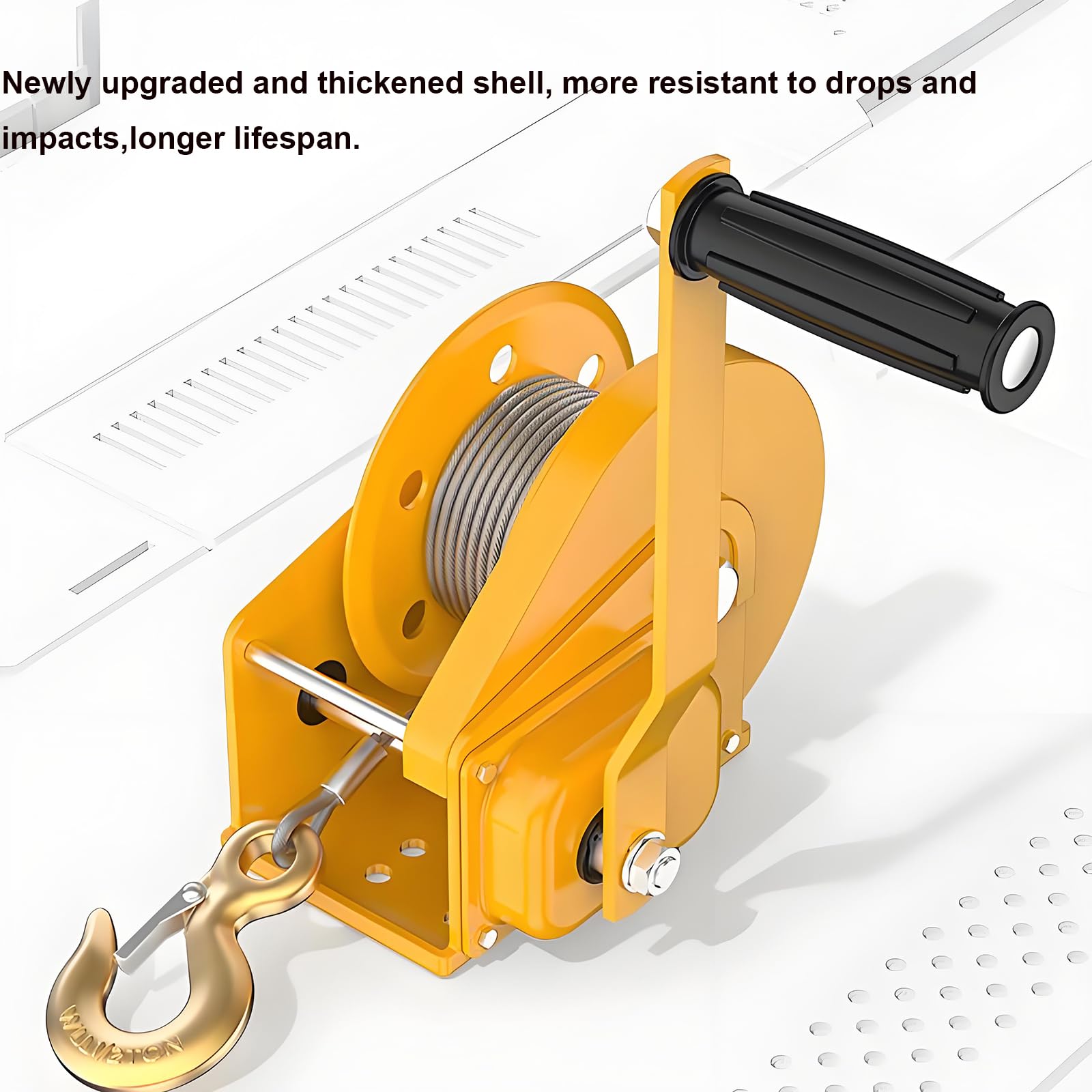 Argano Manuale Autobloccante, Argano Manuale Per Impieghi Gravosi Da 1200lb/1800lb/2600lb Con Fune In Acciaio Zincato,funzione Autobloccante a 2 Vie E Set Di Ingranaggi Precisione,sicuro,stabile