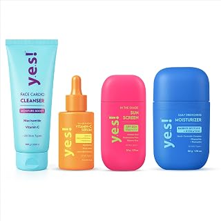 Yes! Skincare Face Cardio Cleanser(100g), You are B-RIGHT Vitamin C Serum(30g), In The Shade Sunscreen(5og) & Daily Drench... Price In India