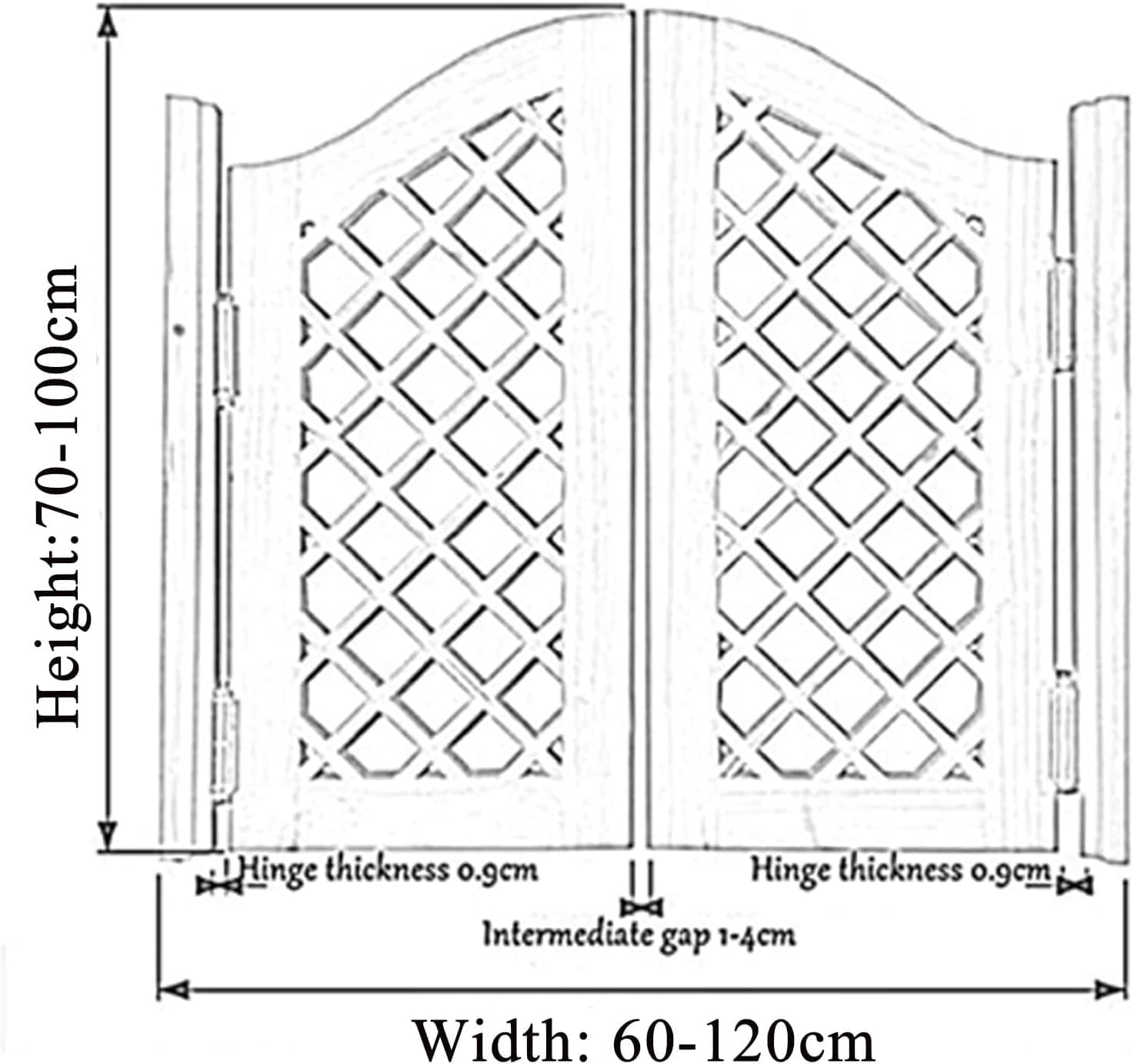 Saloon Swinging Doors Cafe Doors,Retro Café Swinging Door,Solid Wood Half Waist Cowboy Door,Bar Kitchen Partition Door,Bathroom Hallway Garden Fence Gate,with Hinges,Custom (W 28 x H 34in)
