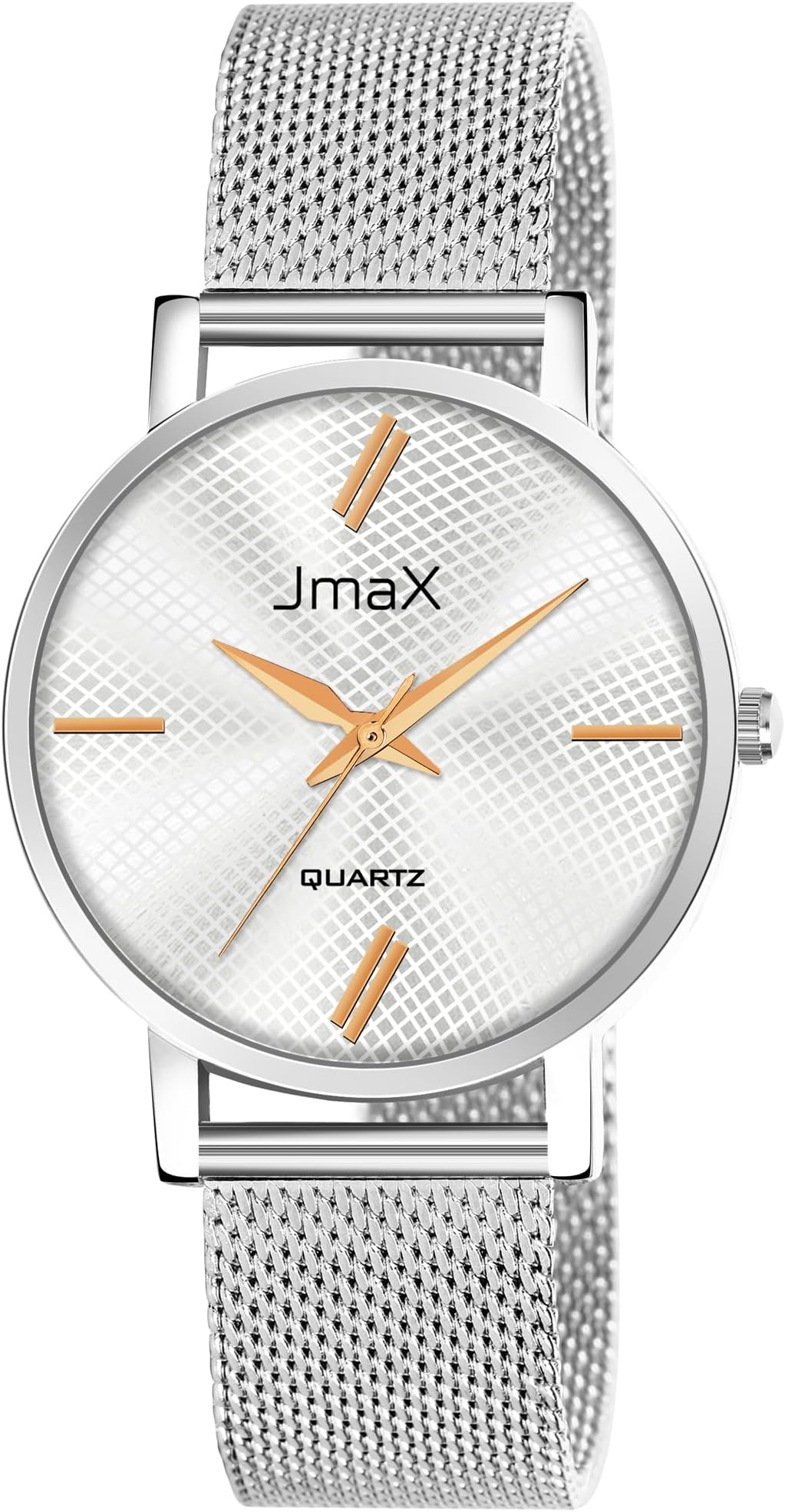 Jmax Women's Silver Dial Quartz Watch with Mesh Strap – Elegant, Water-Resistant, Scratch-Resistant, Adjustable Women's Watch