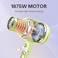 Vista 10 de Wavytalk Secador de pelo, secador de pelo iónico soplado para cabello rizado con difusor, secado rápido de 1875 W con tecnología de cerámica, 3