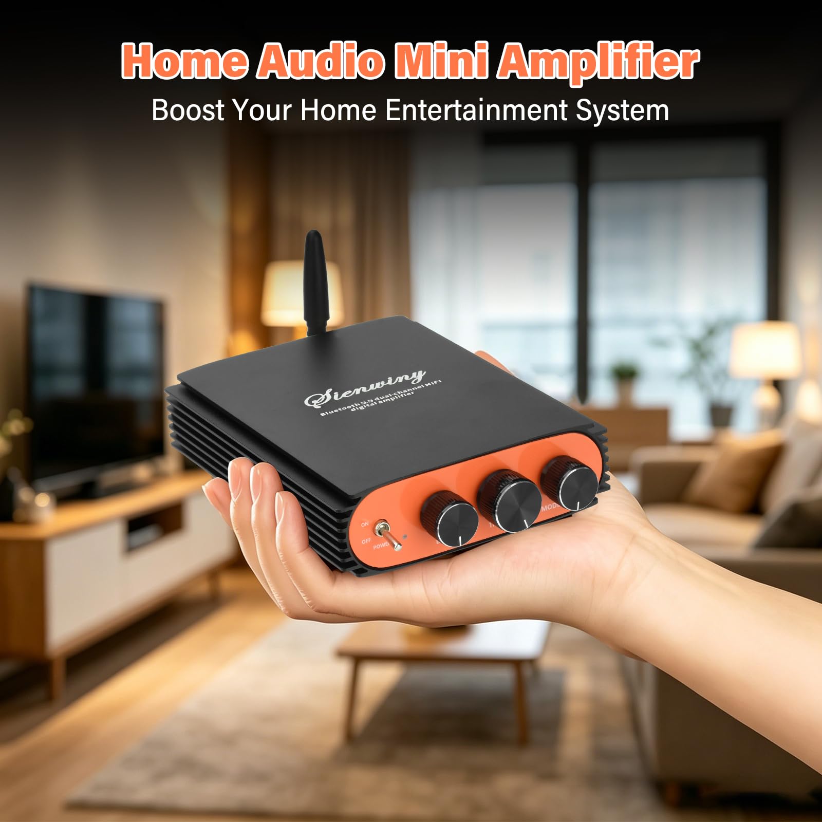 Mini Amplificador Audio Bluetooth 5.3, Amplificador HiFi Clase D Estéreo 300Wx2 2 Canales con TPA3255, Amplificador de Sonido Digital, Salida del Altavoz del Subwoofer, DC 24-36V, BT/USB/AUX