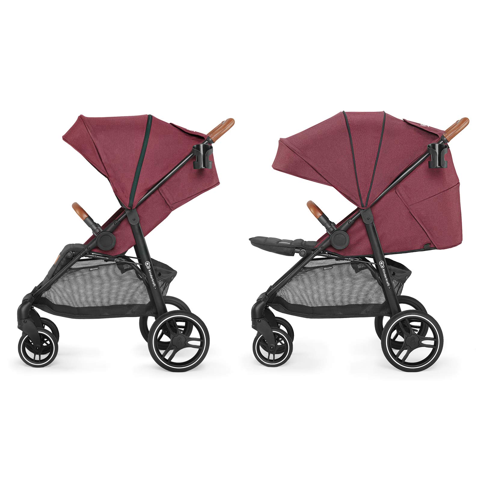 Kinderkraft Poussette Bébé GRANDE LX, Compacte, Position couchée, Bordeaux