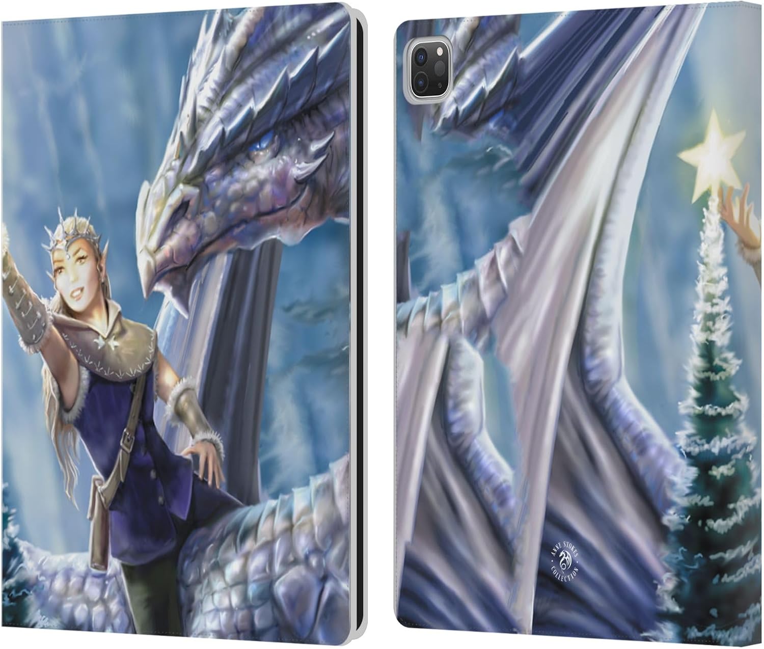 Head Case Designs Officially Licensed Anne Stokes Snow Dragon Yule Leather Wallet Case Compatible with Apple iPad Pro 13 M4 2024