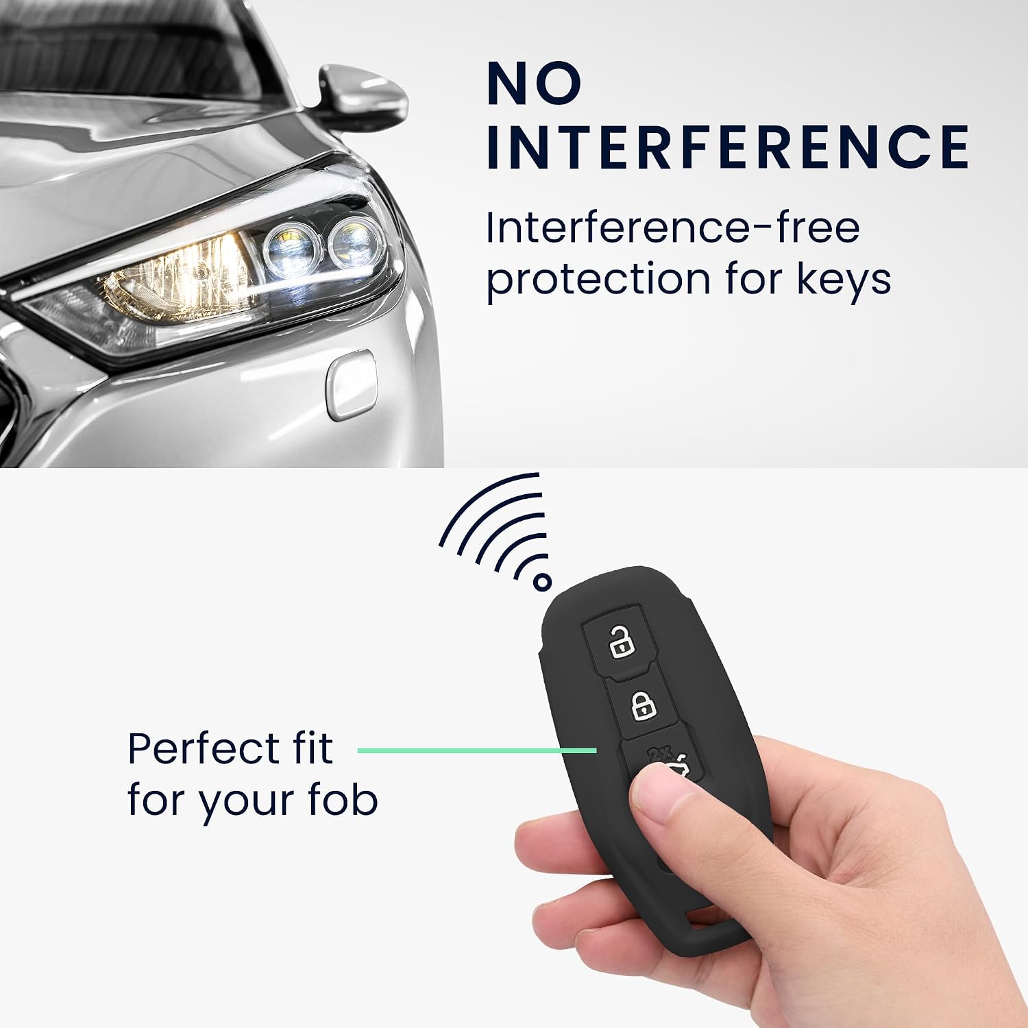 kwmobile Key Fob Cover for Audi 3-Tasten 2025 A3 A5L Q6 A6L Etron SUV Autoschlüssel Cover - Protective Car Key Case - Soft Anti-Slip Shell - Scratch Resistant - Black Matte image 3