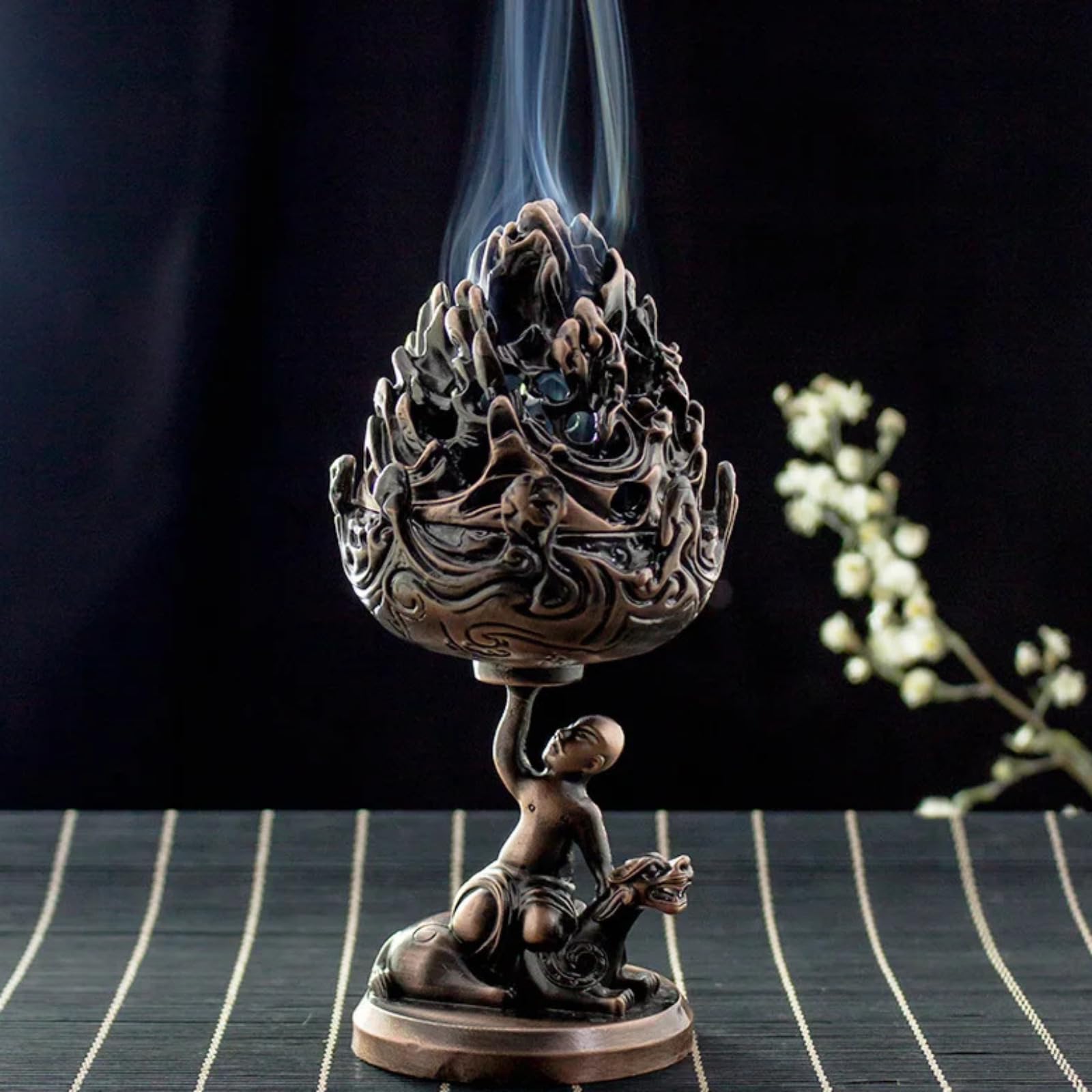 Brûleur d'encens en alliage robuste, décoration intérieure zen de 14,5 cm
