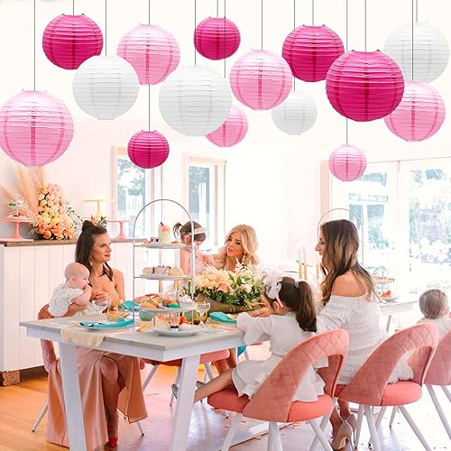 Miniatura 9 de Faroles de papel chinos redondos decorativos 14 unids boda fiesta de cumpleaños día de San Valentín baby showers decoración violeta