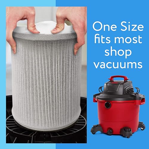 Miniatura 3 de IMPRESA Paquete de 10 Compra cubierta de filtro de vacío compatible con ShopVac para reducir la acumulación de polvo, bolsas reutilizables lavables,