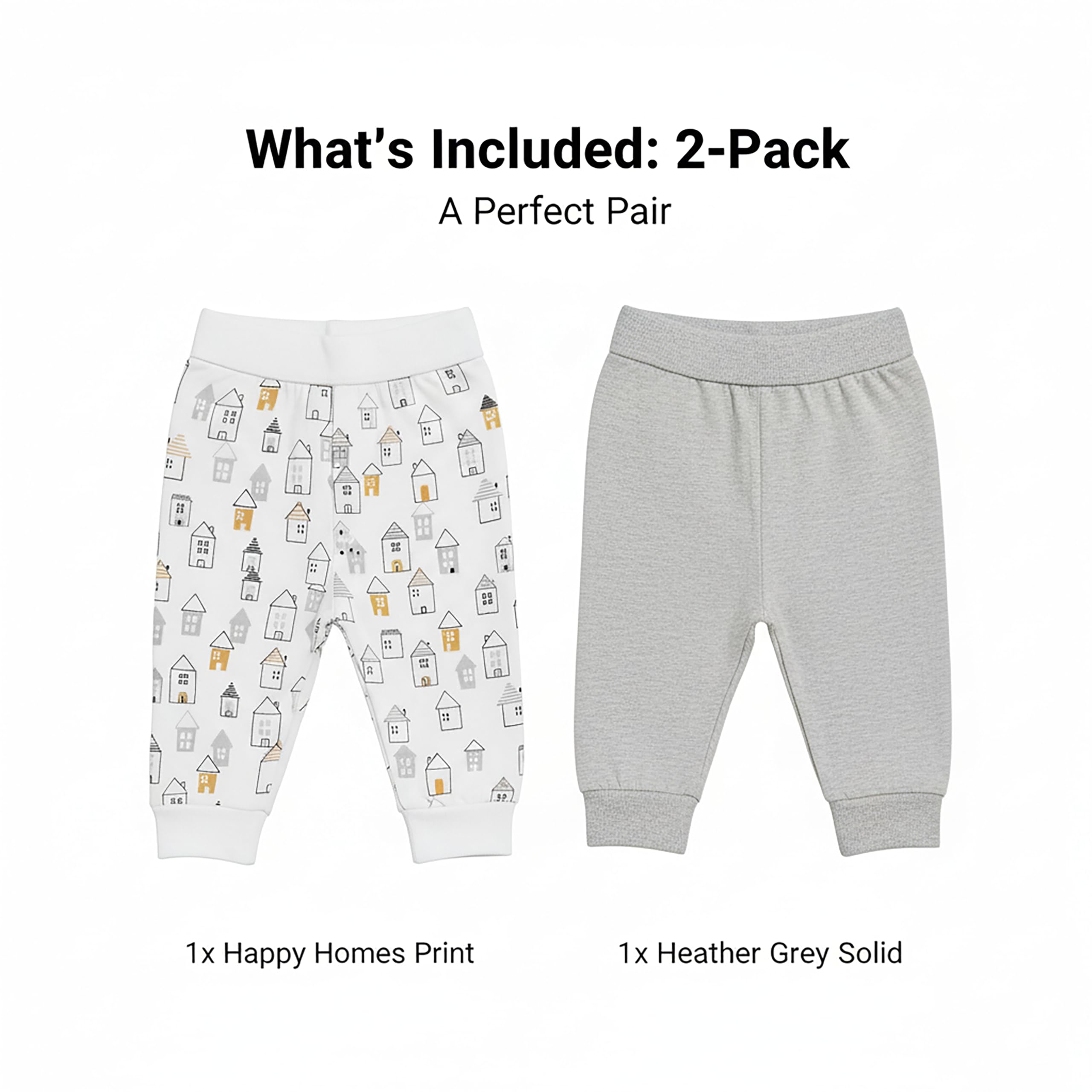Mothercare Joggers Unisex Cotton Blend Baby Pants 2 Pack White Grey 4