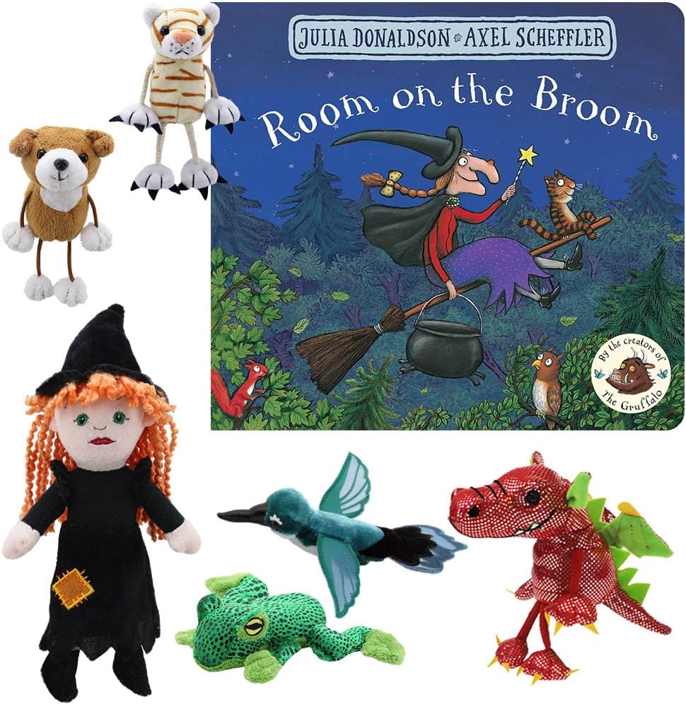 Room on the Broom by Julia Donaldson - Book and Puppet set (Book set with Witch Finger Pupppet)