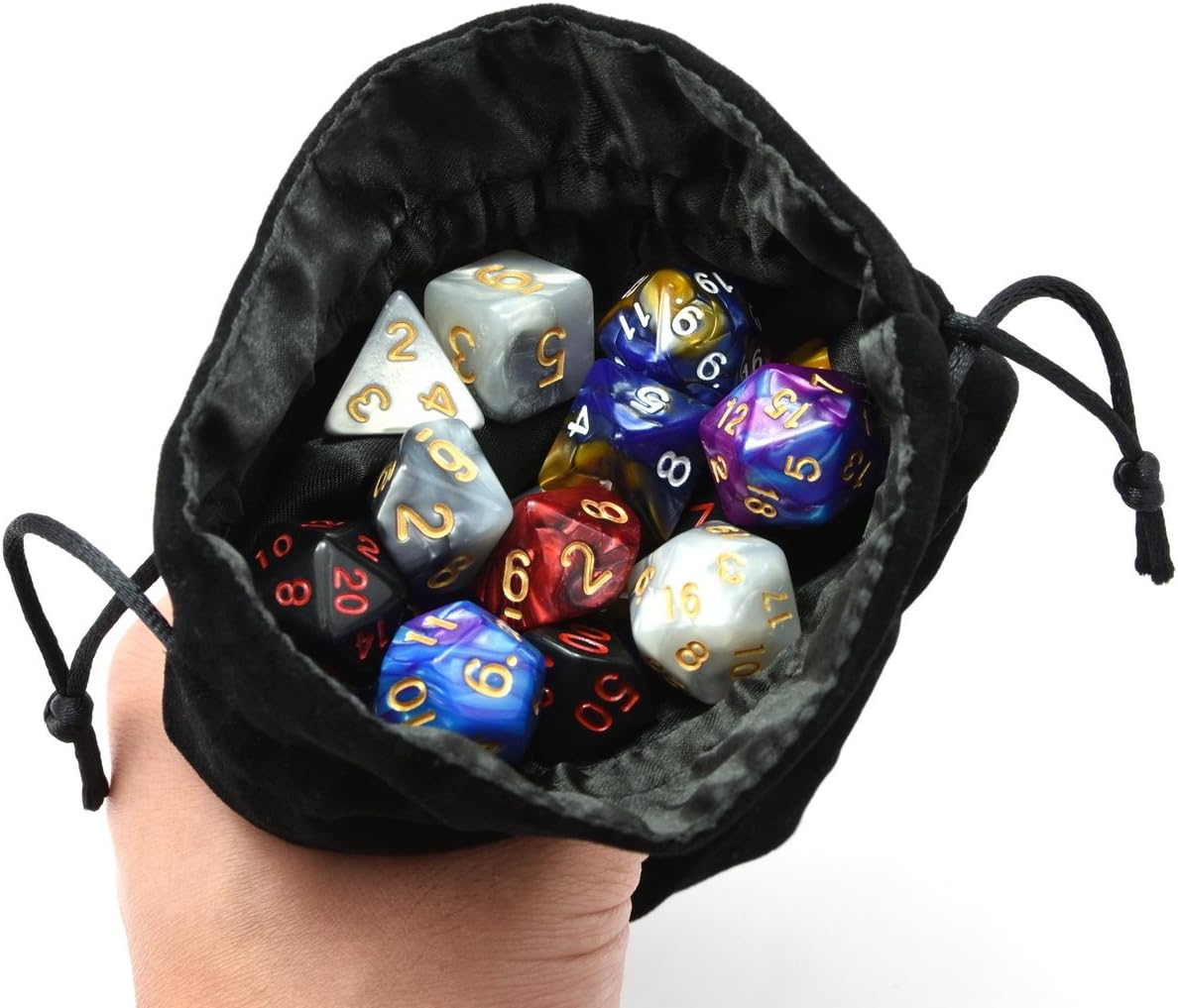Red/Grey/Black Drawstring Dice Bag - Dungeons and Dragons Fabric/Standing Cotton Fabric Dice bag/D&D Dice Pouch/Small Pouch/Also can be used as a Velvet Jewelry Bag(3 Colors for One Set)