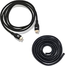 Pixio Black 6FT HDMI 2.1 Cable Ultra Certified Ultra High Speed 8K 60Hz 4K 120Hz Nylon Braided Gold Plated & 10FT Black Tube Cable Management Sleeve 1/2 inch Diameter