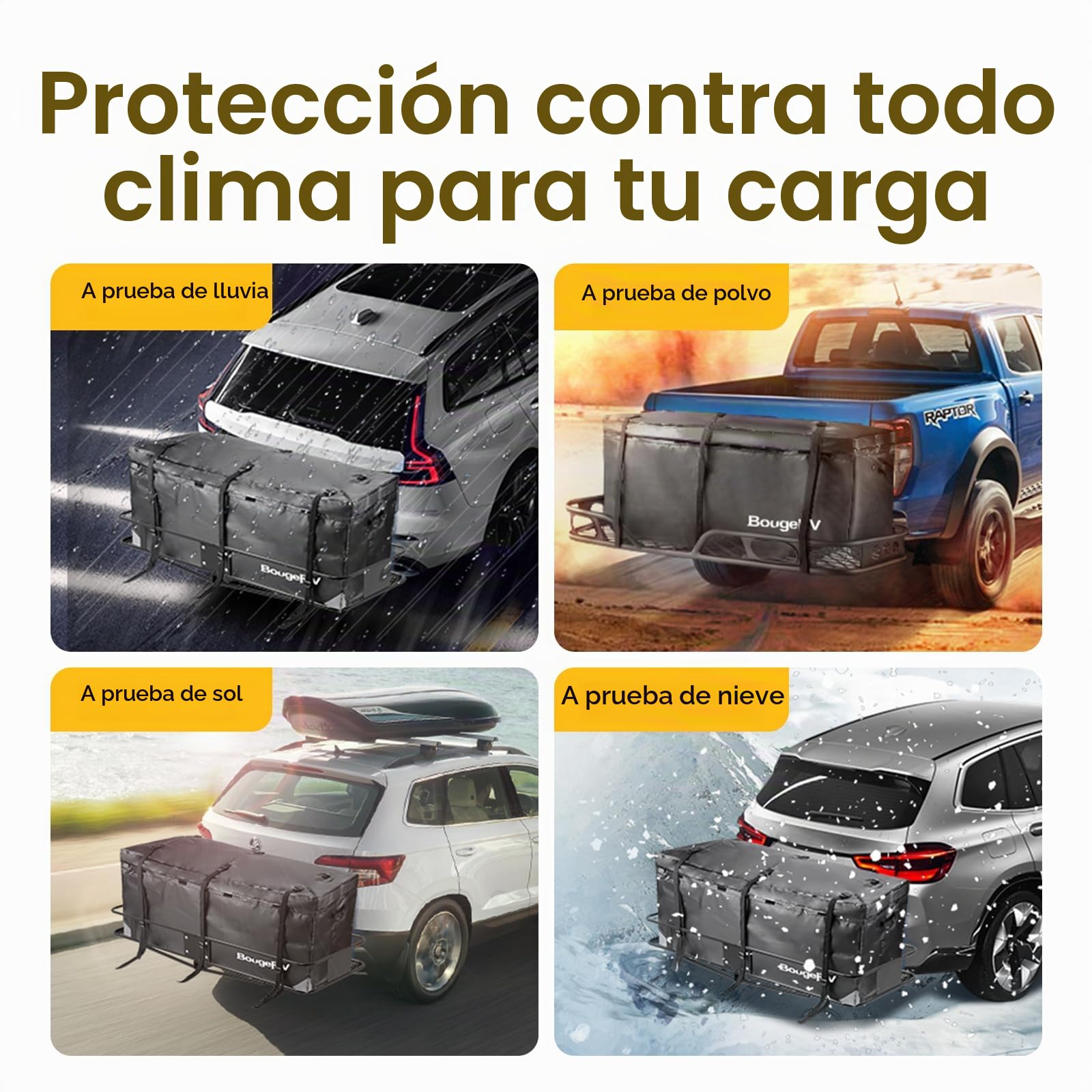 BougeRV Bolsa de Transporte de Carga de Enganche Impermeable/Impermeable para Coche, camión, SUV, Furgonetas, bandejas y cestas de Montaje Trasero, 48 Pulgadas de Largo x 20 Pulgadas de Ancho x 22