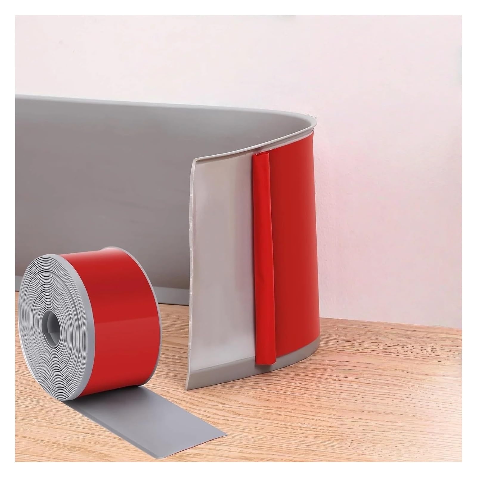 Lvchao Grey 1Pc 2M/78.74In Vinyl Waist Line Wallpaper Pvc Baseboard Self-Adhesive Flexible Wall Border Sticker Pertain Bathroom Kitchen(Grey)