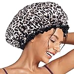 Aquior Shower Cap, Shower Cap for Women Reusable Waterproof, Large Bath Hair Cap for All Hair Lengths, Ladies, Men and Kids (Leopard)