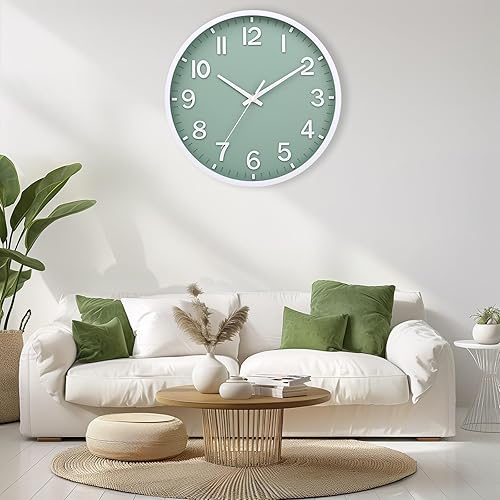 Miniatura 3 de Reloj de pared moderno de 12 pulgadas, funciona con pilas, reloj de pared silencioso sin tictac para sala de estar, dormitorio, cocina, oficina,