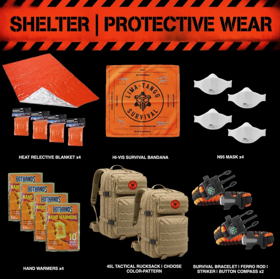 72 Hour Survival Kit 4-Person Bug Out Bag Emergency Gear - THE Quad - Image 2
