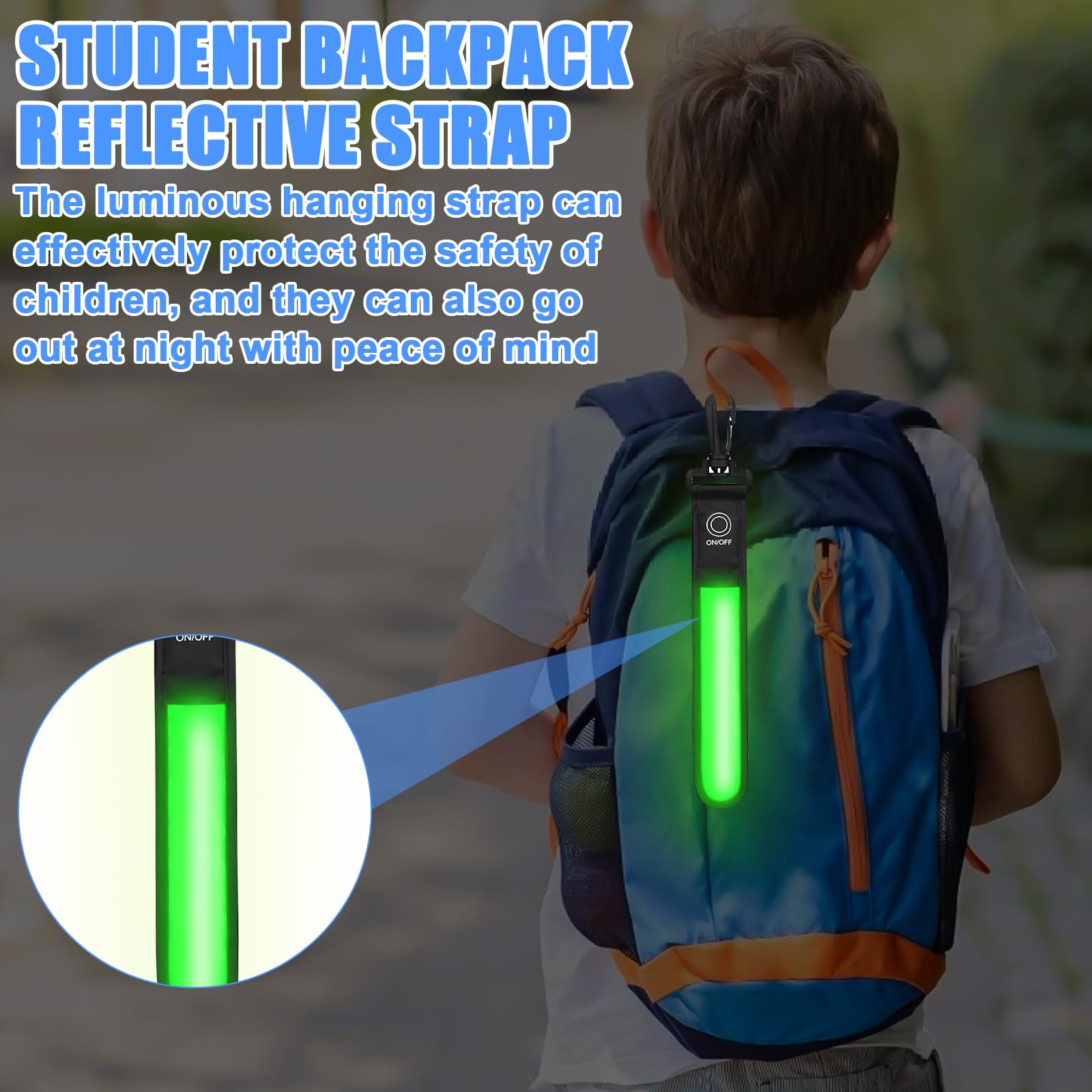 GAOUTO Cartella LED Lampeggiante Per Scuola - 4 Luci Di Sicurezza Ricaricabili USB Con 3 Modalità - Riflettente E Impermeabile Per Zaini Bambini