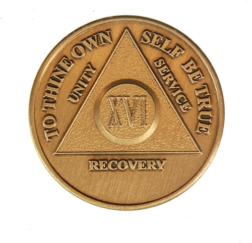 Bronce AA de 16 años (Alcohólicos Anónimos) – Sobriedad / Sobriedad / Cumpleaños / Aniversario / Recuperación / Medallón / Moneda / Chip