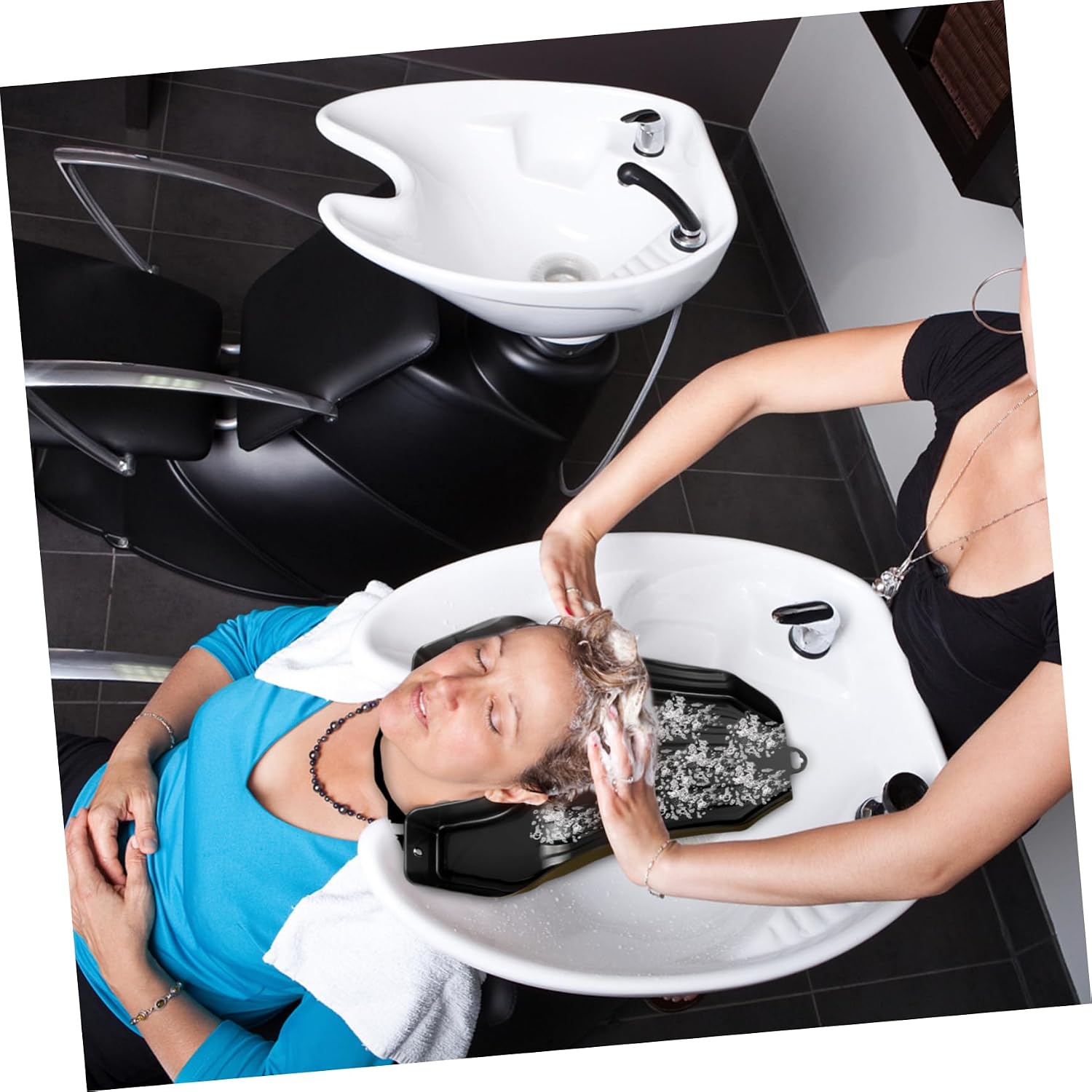VALICLUD Portable Shampoo Tray Lightweight Hair Washing Basin for Home Use for Bedridden Disabled Individuals Design Comfortable Support for Head and Neck