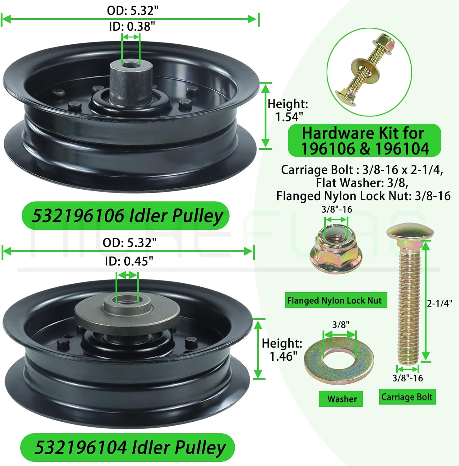 3 Pack 587819701 Spindle Assembly Kit with 153535 Spindle Pulley 587686701 Belt Idler Pulley Kit Replaces 187281 532187292 587820301 192870 for Husqvarna 54 LGT2554 LGT2654 YTH24V54 Decks