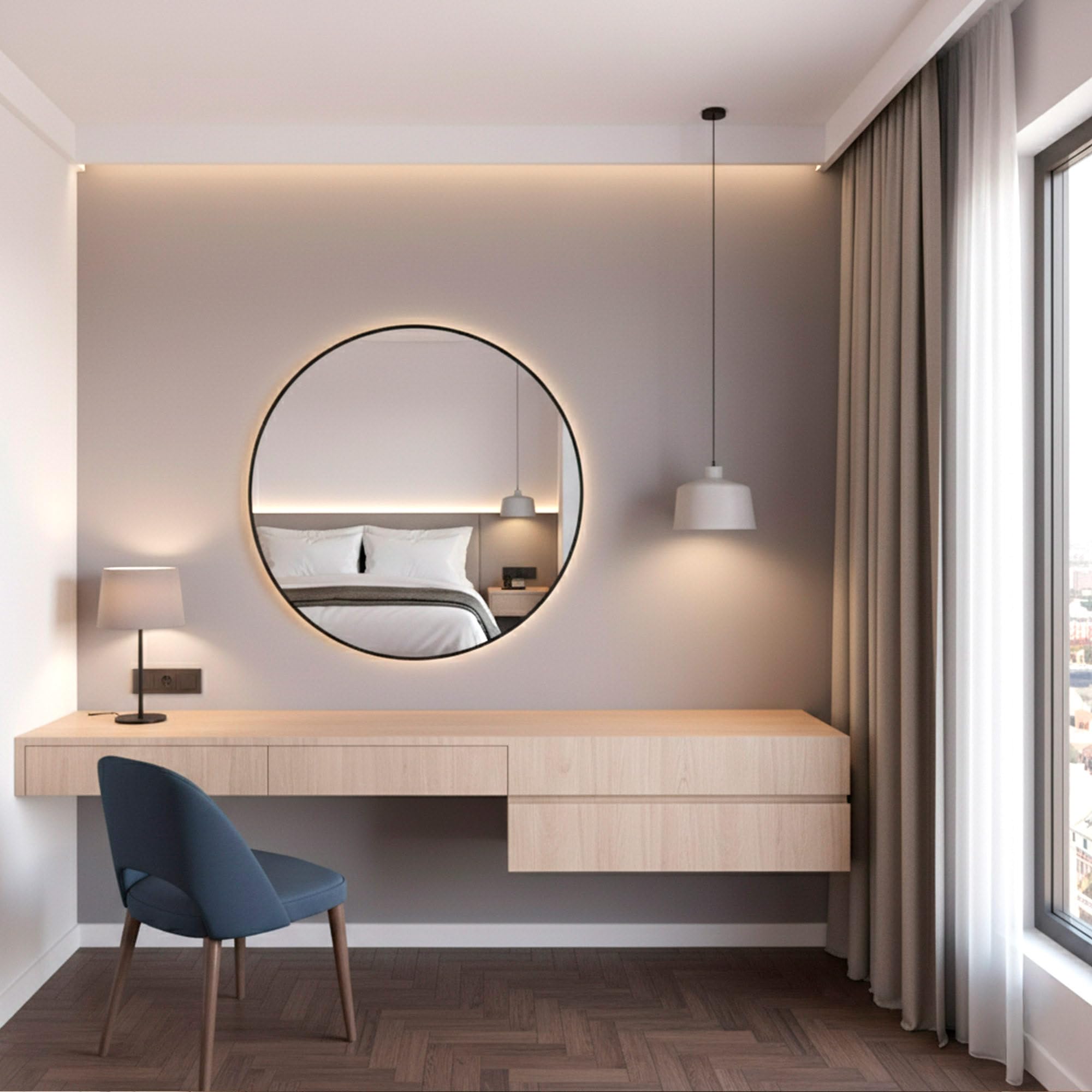 AKTIVE MAX Home Espejo Pared Redondo D70, Pletina Trasera, Marco metálico Negro, Cristal, Fijación Segura (Tornillos no incluidos) Ideal para baños, dormitorios, comedores etc. (18449)