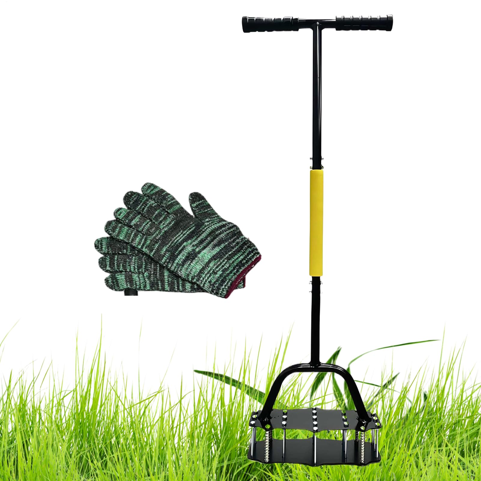 Generico Core Aerator Lawn Tool Strumento Manuale per Smuovere Il Terreno | Aeratore per Suolo con a Molla e 17 Punte in Acciaio Per Aerazione e Giardino