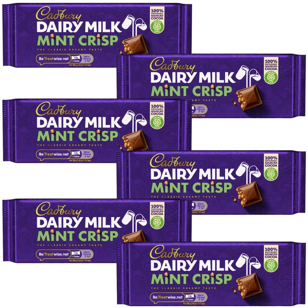 Mint Chocolate Bar Bundle With Dairy Milk Mint Crisp Bars 53g (6 Pack)