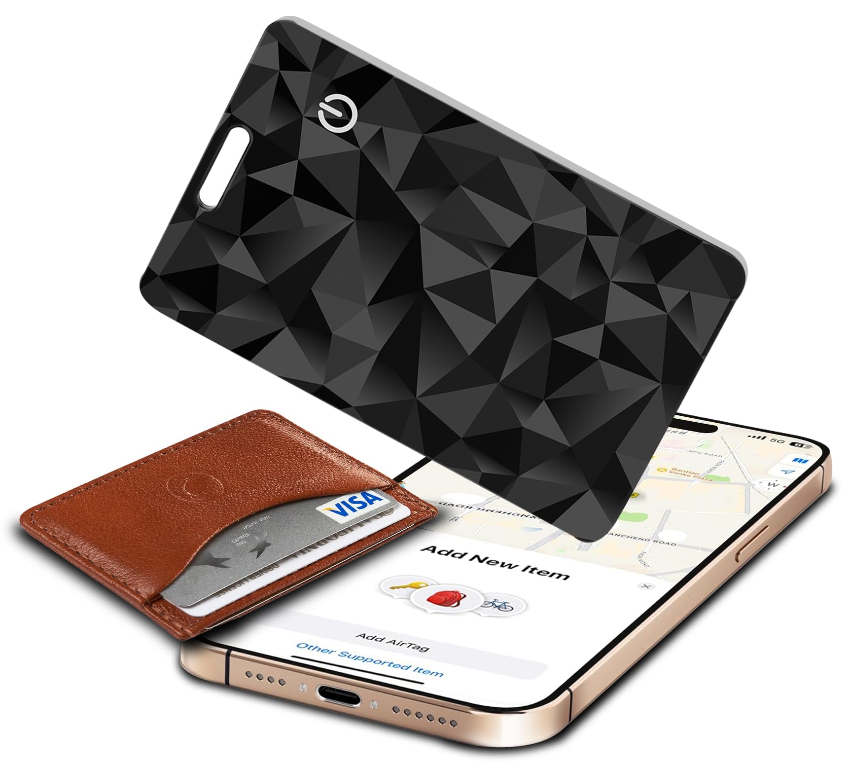 Wallet Tracker Card, Slim Rechargeable Bluetooth Item Locator, Smart Finder Compatible with Apple Find My for Wallet, Luggage, Passport, IP68 Waterproof (iOS Only)(Diamond Black-picture-23