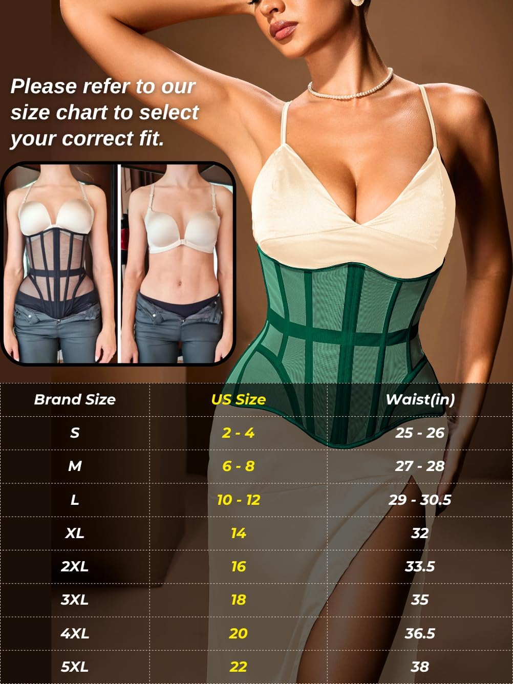 Women's Mesh Underbust Corset, 20-Bone Lightweight Hourglass Waist Cincher, Shapewear for Under Dresses & Outfits - Image 6