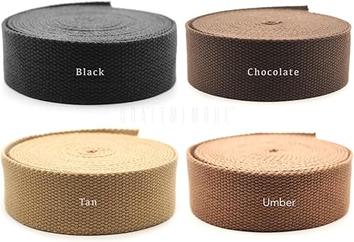 Miniatura 2 de CRAFTMEMORE Correa de algodón pesado de 1.5 pulgadas, correas de tejido liso para artes y manualidades, correa de lujo para bolsa de alta densidad